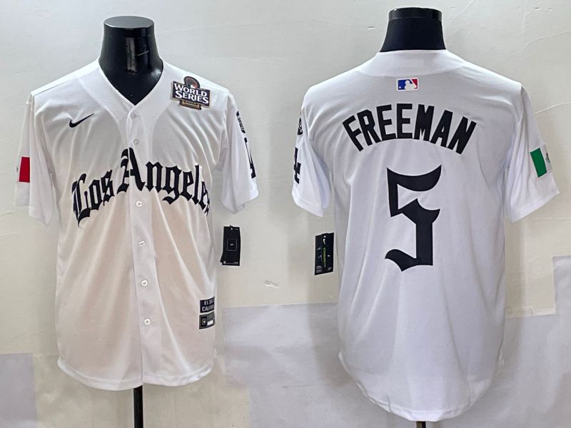 Men Los Angeles Dodgers #5 Freeman White Five generations Joint Name 2025 Nike MLB Jersey style 6->los angeles dodgers->MLB Jersey